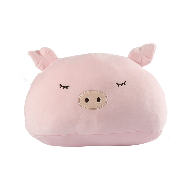 家居靠垫软萌小猪抱枕四面弹羽绒棉午睡枕超软汽车腰靠垫