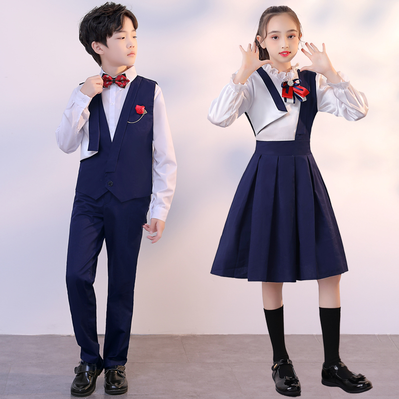 儿童合唱服演出服中小学生团体朗诵表演服男女童长袖主持人礼服