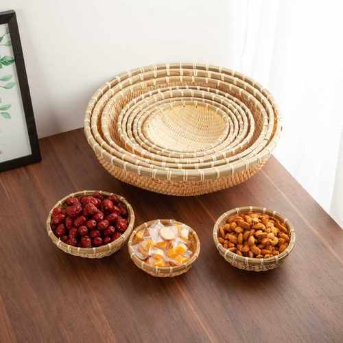 手工竹编制品馒头筐农家竹簸箕家用沥水篮收纳竹编篮编织筐水果篮