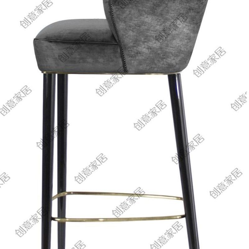 2021实1木吧椅简约美式复古吧台椅靠背做旧新古典欧式高脚凳酒吧