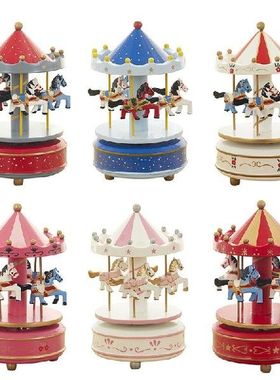 Wooden Carousel Music Box Sky City Classical Music Box