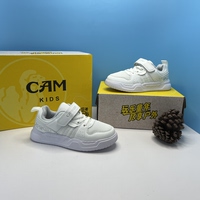 商场款CAM儿童学生小白鞋皮面网面运动鞋防滑软底童鞋休闲板鞋