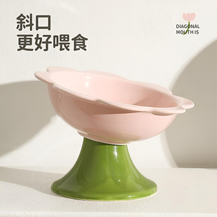 猫碗陶瓷猫食盆宠物猫咪粮碗罐头碗饭碗食碗盘喝水碗高脚保护颈椎