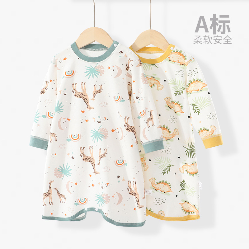 宝宝连体睡裙空调服婴儿长袖睡袍男女儿童家居服春秋四季防踢睡衣