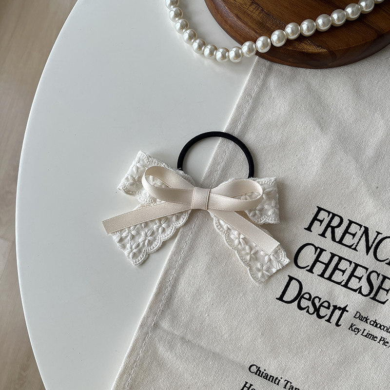 法式蕾丝蝴蝶结发圈发绳米色刺绣发夹鸭嘴夹半扎发刘海侧边夹发卡,饰品/流行首饰/时尚饰品新,发饰,淘宝优惠券,粉丝福利购,淘宝优惠卷