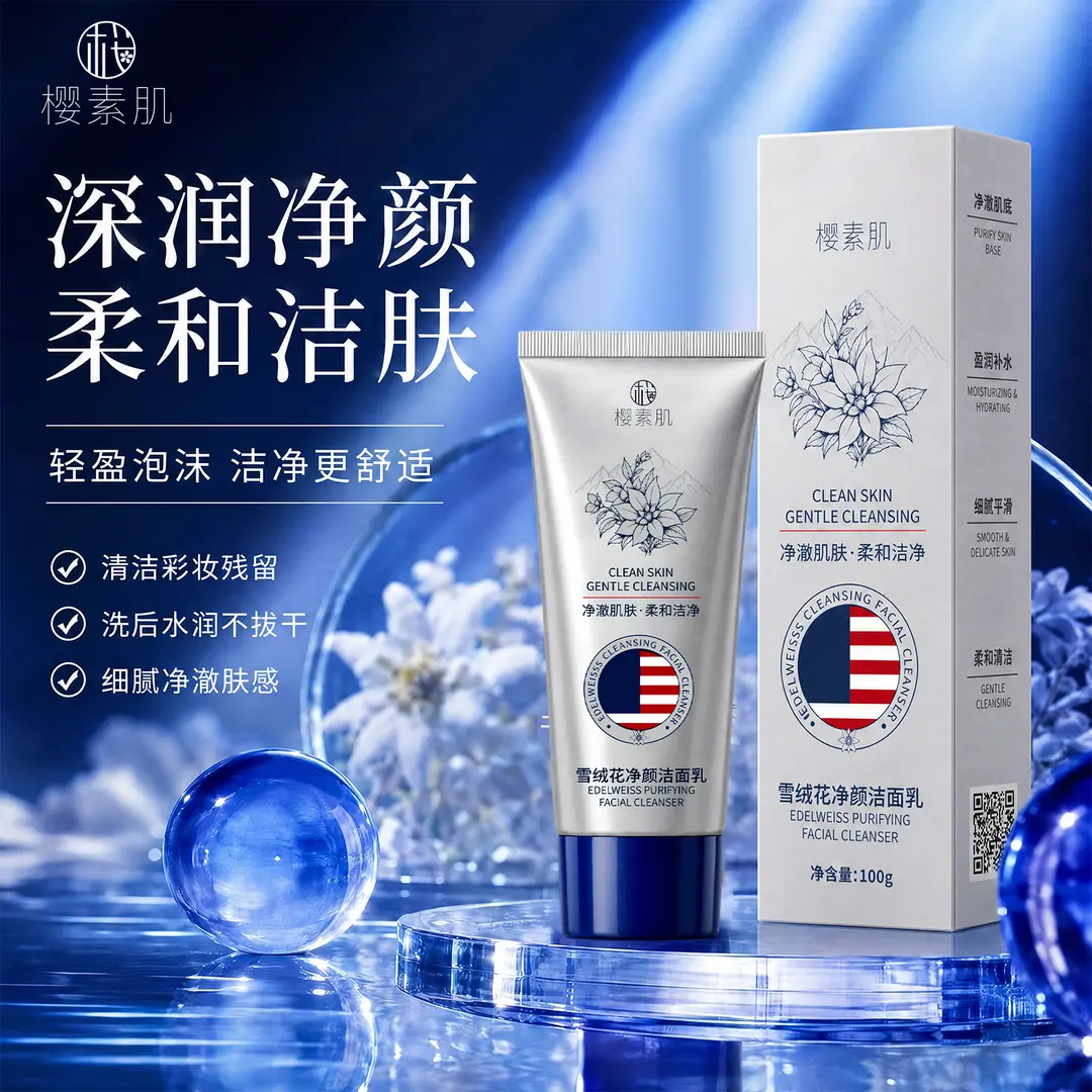 樱素肌雪绒花净颜洁面乳保湿滋润