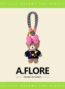 A.FLORE棕色小熊挂件韩系毛绒公仔挂饰手机挂件高级感显眼包挂件