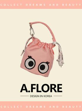 A.FLORE高质量帆布包原创小众时尚尼龙抽绳迷你水桶包韩系慵懒风