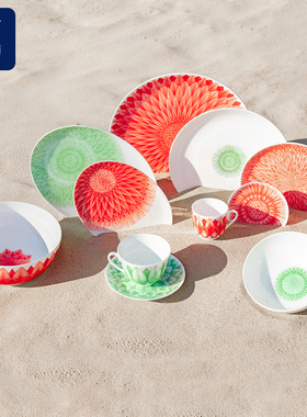 IPM HOME俄皇夏威夷Aloha系列绿色骨瓷家用餐盘碗碟瓷器餐具套装