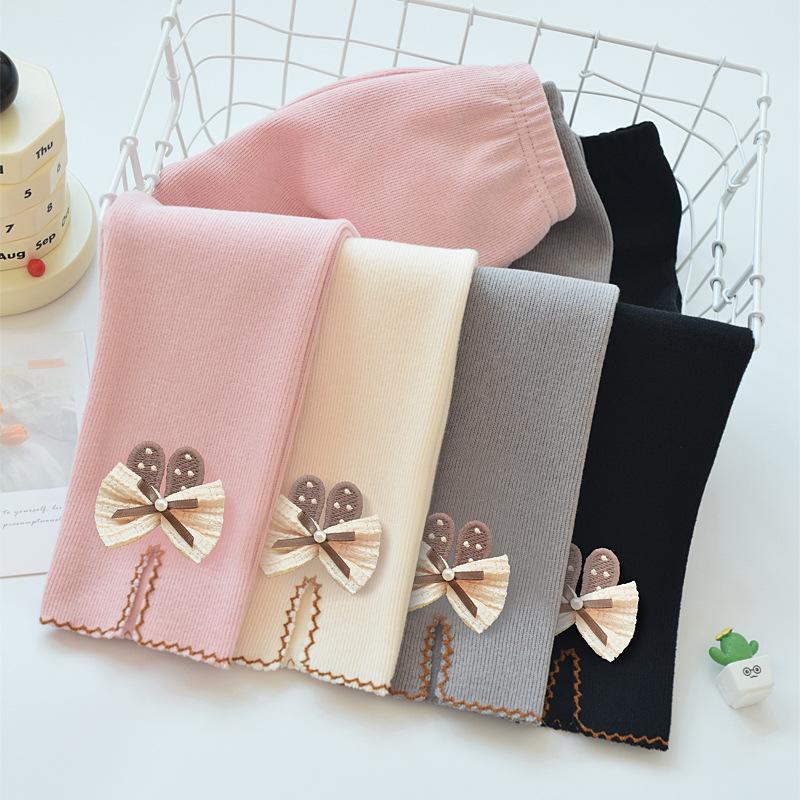 女童加绒打底裤纯棉秋冬款洋气蝴蝶结宝宝裤子一体绒儿童休闲长裤