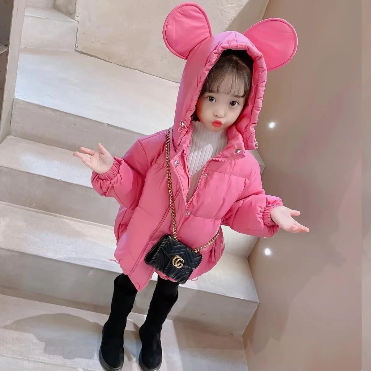 女童羽绒棉服2026冬季新款韩版洋气儿童加厚连帽外套宝宝保暖冬装