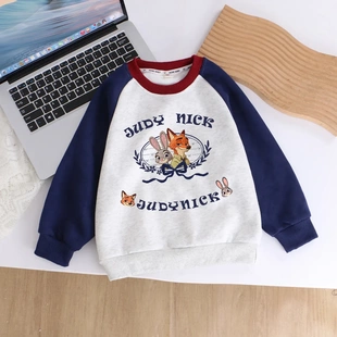 儿童春天卫衣2026新款网红爆款兔子狐狸儿童圆领上衣男女宝宝卫衣