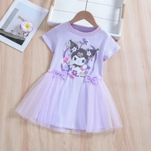外贸跨境女童夏季连衣裙2026新款童装库洛米裙子衣服女孩网纱棉潮