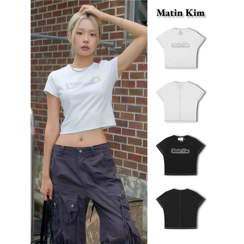 韩国MatinKim明线晕染字母T虞书欣鞠婧祎jennie同款圆领短袖上衣