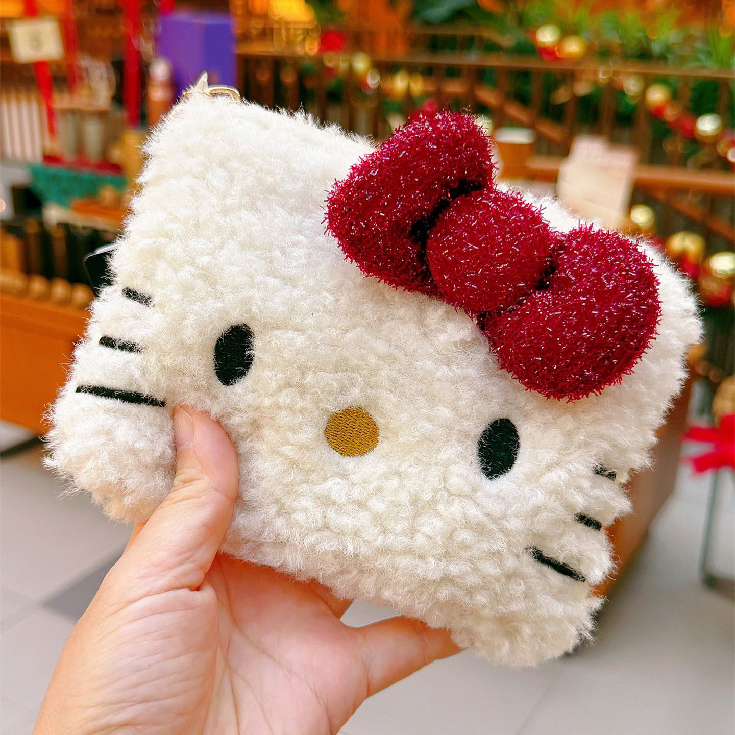 日本LORZ卡通Kitty毛绒大猫头零钱包蝴蝶结小物收纳包口红化妆包,模玩/动漫/周边/娃圈三坑/桌游,动漫背包/钱包/箱包,淘宝优惠券,粉丝福利购,淘宝优惠卷