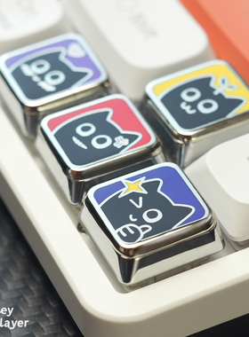 KeyPlayer金属个性键帽情绪猫猫矮轴磁吸替换冰箱贴主机机械键盘