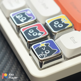 KeyPlayer金属个性键帽情绪猫猫矮轴磁吸替换冰箱贴主机机械键盘