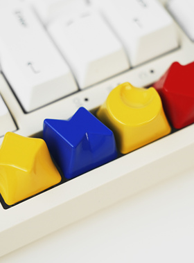 KeyPlayer个性键帽极简烤漆高光红色黄色蓝色单个方向键机械键盘