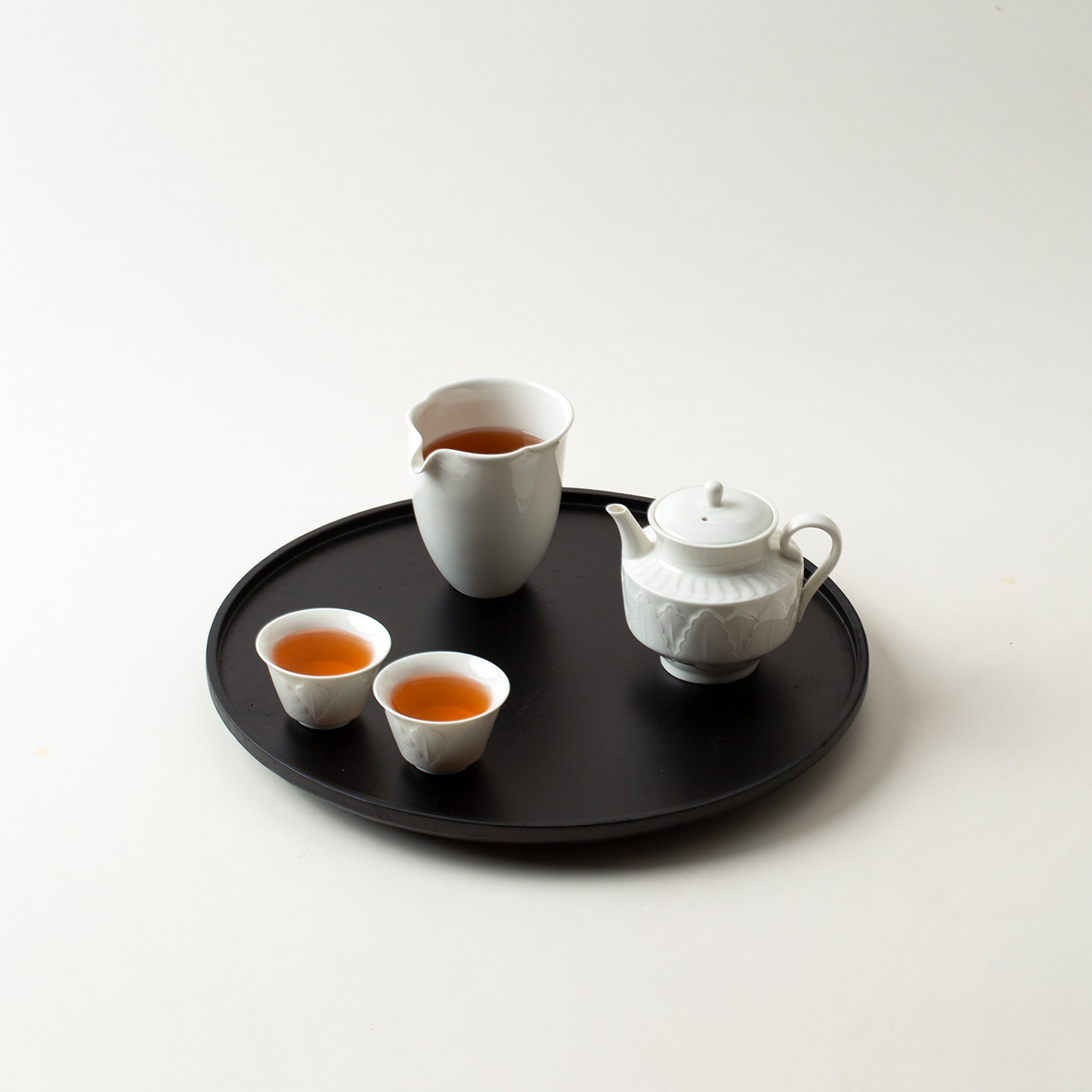 定窑浮雕芭蕉叶泡茶套装一壶两杯高档泡茶壶高颜值复古仿宋泡茶器