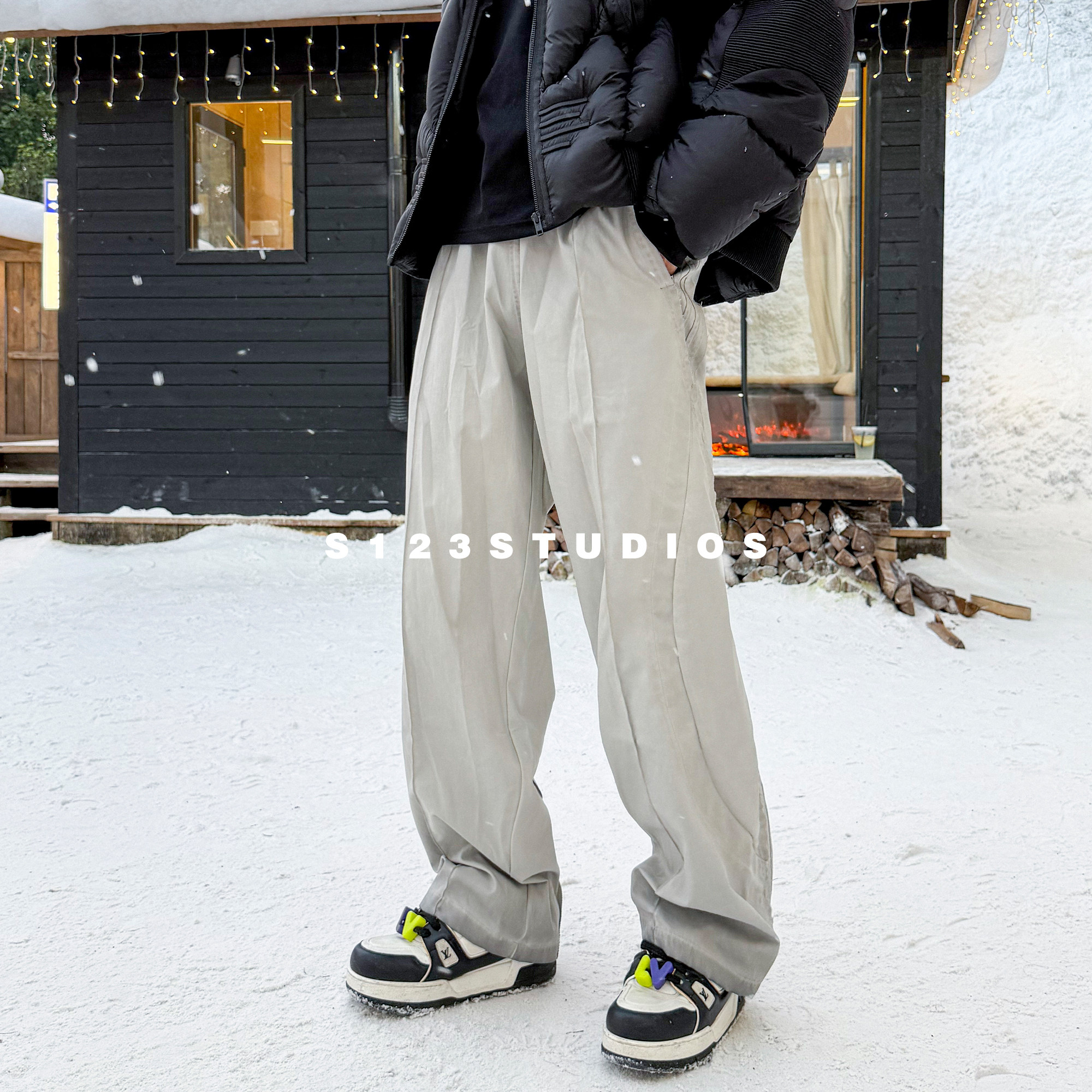 S123巴黎风美式潮牌脏脏休闲裤男高街痞帅做旧宽松阔腿直筒长裤,男装,休闲裤,淘宝优惠券,粉丝福利购,淘宝优惠卷