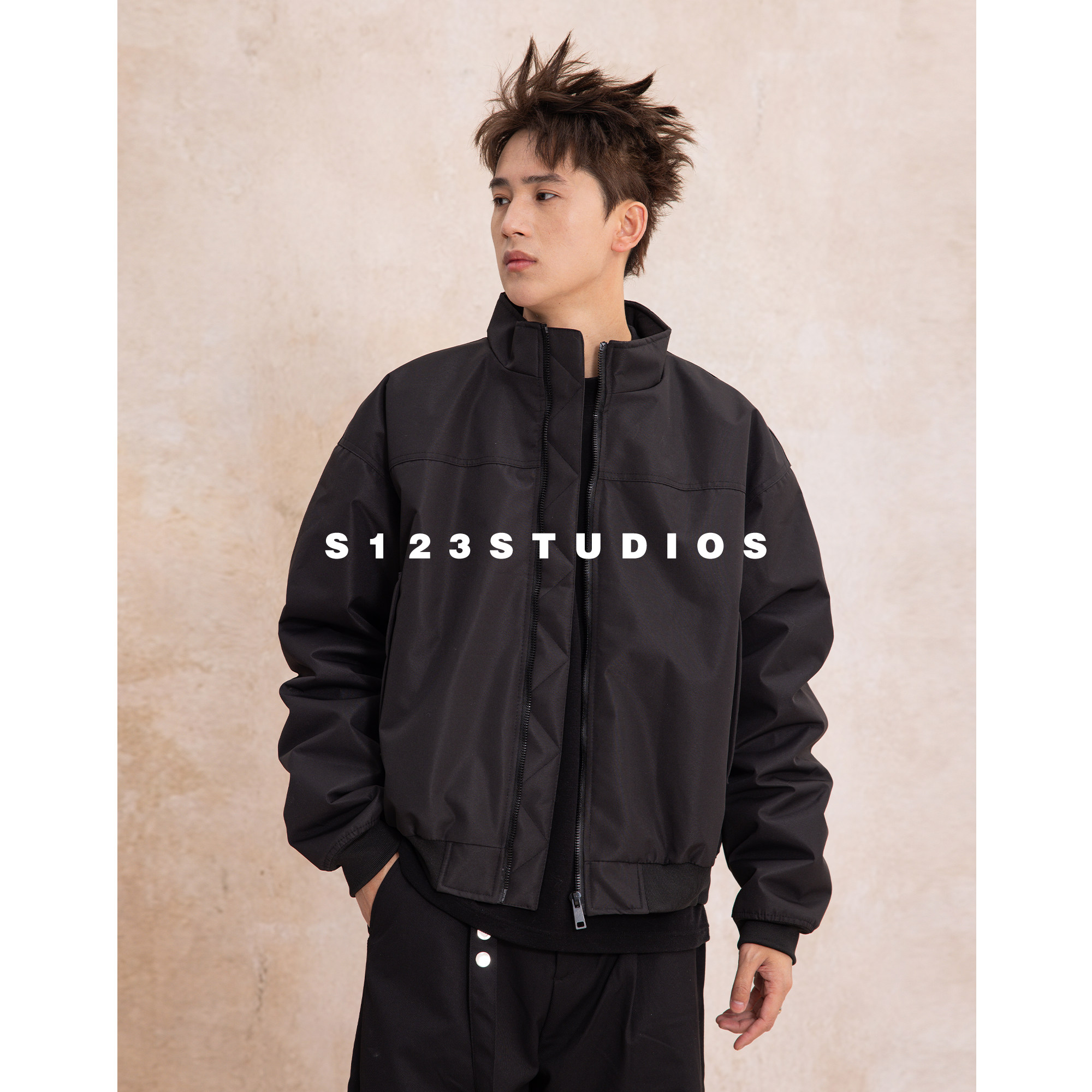 S123三防立领羽绒服男90白鸭绒冬季高街保暖飞行员夹克外套