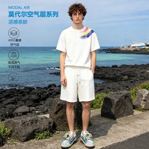 S123 马拉家夏季新贵休闲进口400克莫代尔短裤男款宽松五分裤