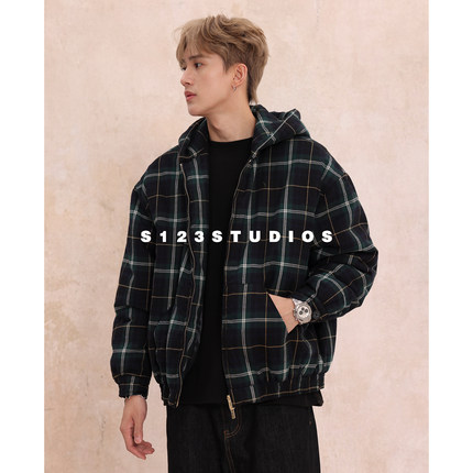 S123【线上婚礼】美式撞色格子 夹克外套男女宽松百搭休闲开衫