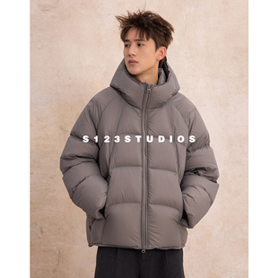 S123冬季 纯色90白鸭绒连帽面包羽绒服潮牌街头加厚保暖外套 新款