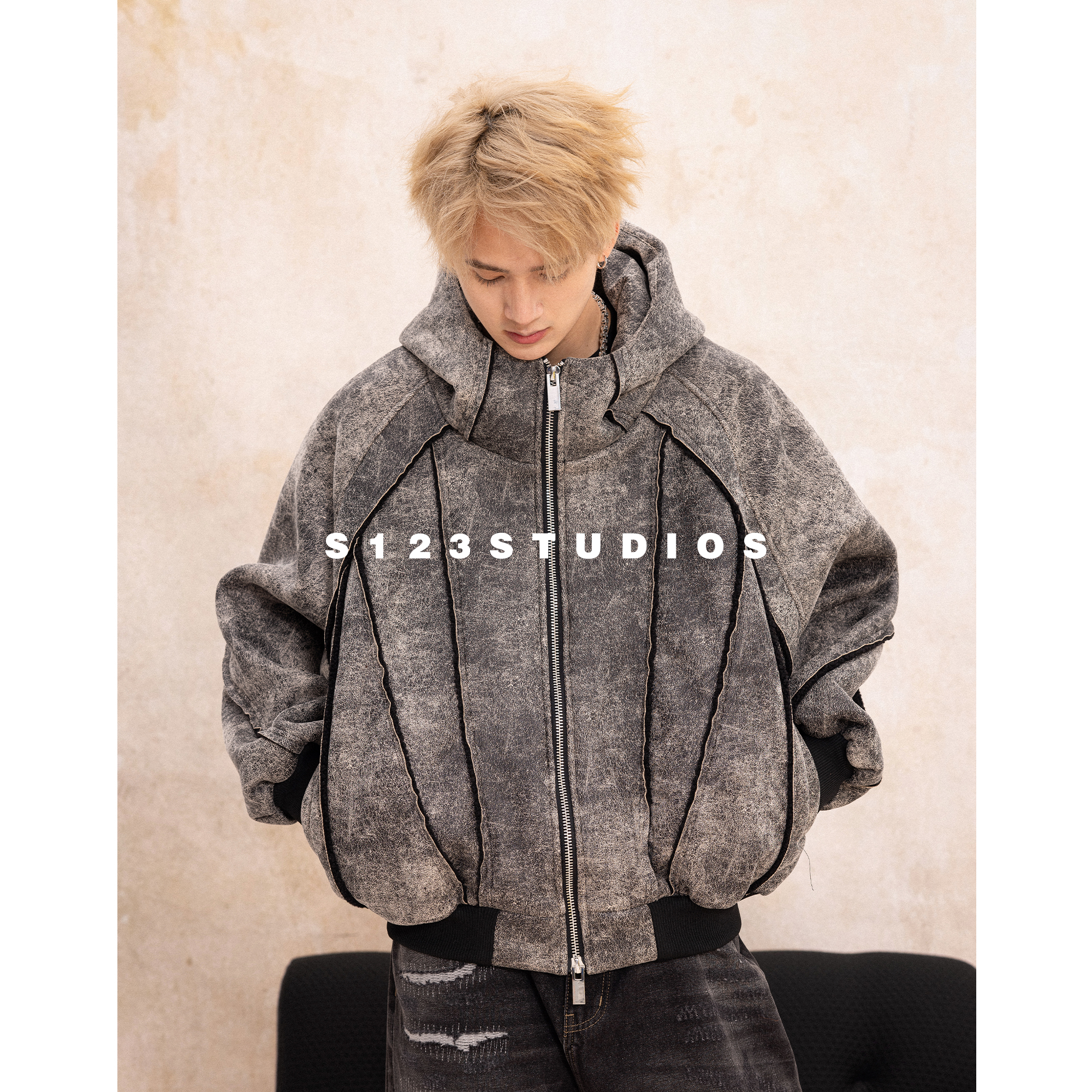 小众设计感潮牌“花纹“棉服夹克