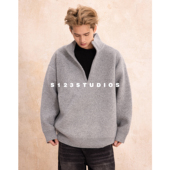 S123 羊毛简约纯色慵懒风松弛感V领针织衫 宽松毛衣