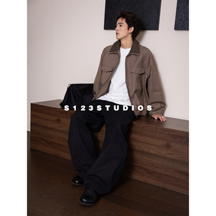 S123威尔士千鸟格轻奢双层翻领哈灵顿夹克短款宽松外套