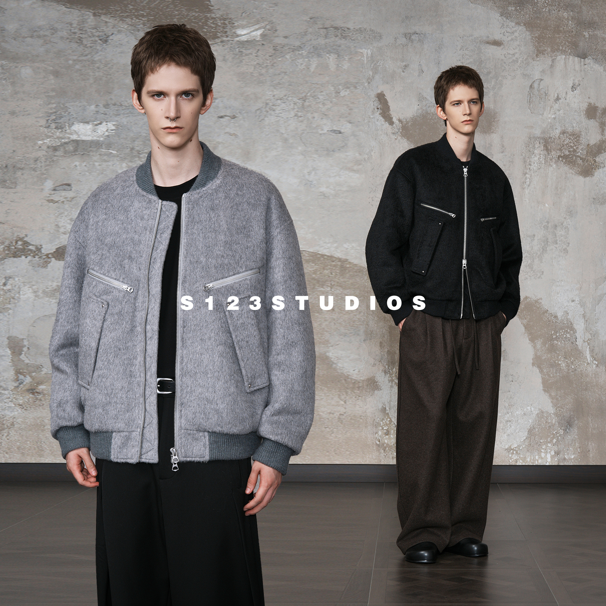 棒球领羊毛尼子夹克男冬季