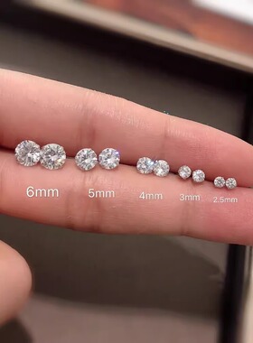 999纯银白色锆石耳钉足银钻石简
