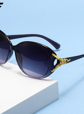 欧美时尚狐狸头太阳眼镜高级感大脸显瘦防紫外线防晒女士大框墨镜