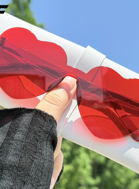 果冻彩虹软妹粉色一体树脂爱心墨镜女糖果色拍照防紫外线太阳眼镜