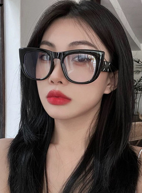 欧美复古文艺防蓝光眼镜框女款时尚大框显脸小高级感平光镜