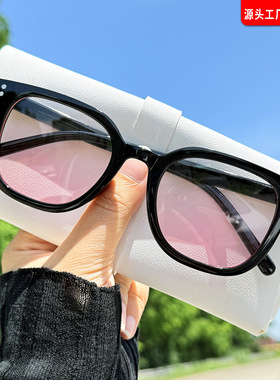 新款小红书素颜腮红渐变粉墨镜男女韩版潮流小框方形太阳眼镜