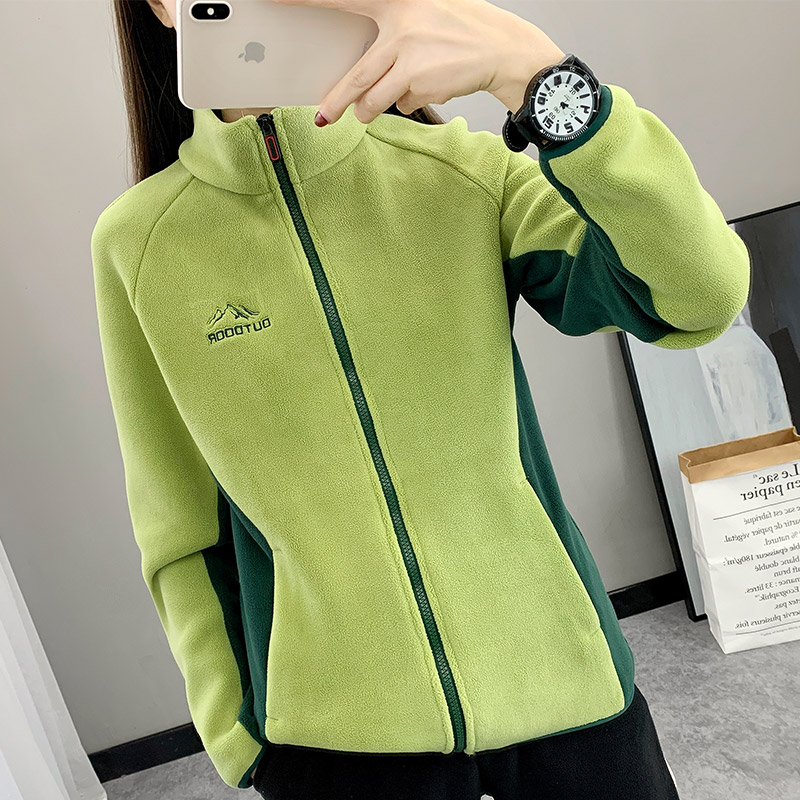 户外抓绒衣女秋冬摇粒绒开衫外套加厚保暖冲锋衣内胆登山徒步上衣