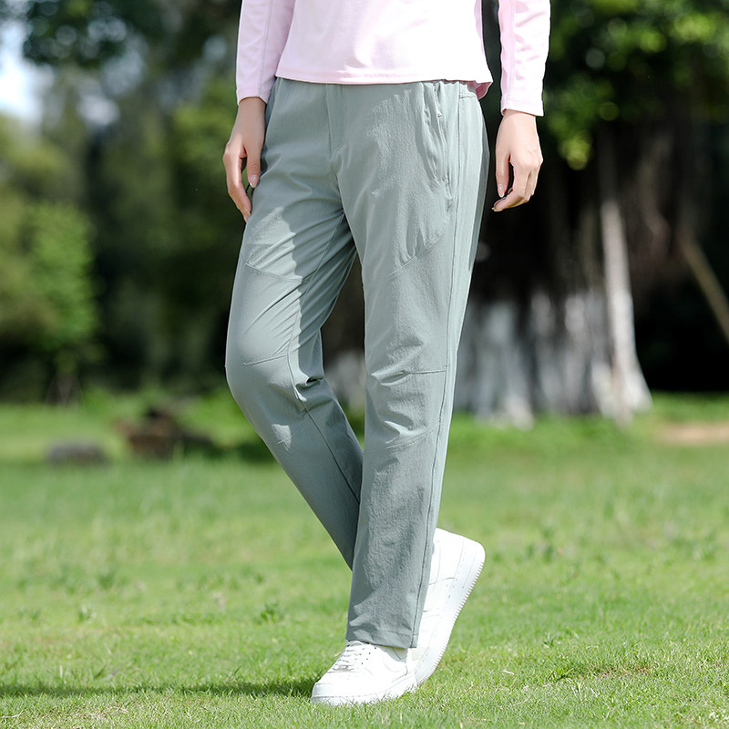 户外速干长裤女春夏薄款快干直筒裤运动休闲登山徒步冰丝弹力长裤