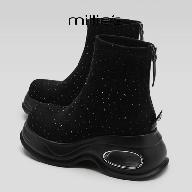 MILLIE'S/妙丽2026新款厚底低帮小个子时尚运动风时尚短靴