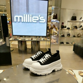 专柜款 MILLIE 情侣款 黑白系带休闲增高百搭板鞋 妙丽厚底帆布鞋