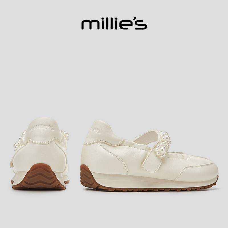 MILLIE'S/妙丽圆头平底一脚蹬仙女芭蕾风休闲时尚浅口休闲板鞋女,女鞋,德训鞋,淘宝优惠券,粉丝福利购,淘宝优惠卷