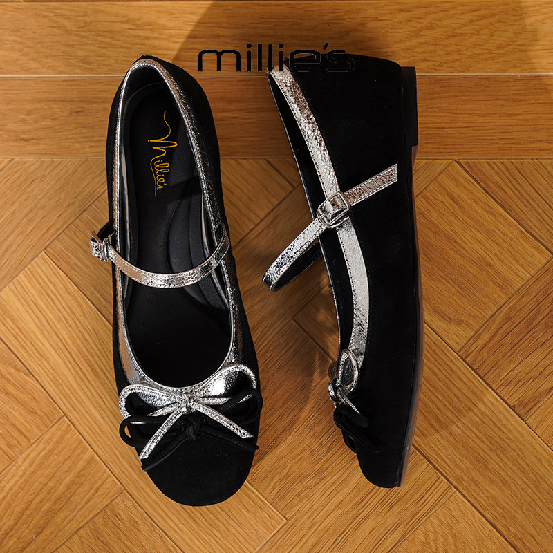 MILLIE'S/妙丽蝴蝶结玛丽珍鞋女2026春季新款内增高浅口单鞋黑色,女鞋,浅口单鞋,淘宝优惠券,粉丝福利购,淘宝优惠卷
