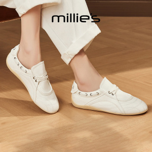 MILLIE'S/妙丽白色德训鞋女软底百搭休闲运动鞋舒适小白鞋巨好看