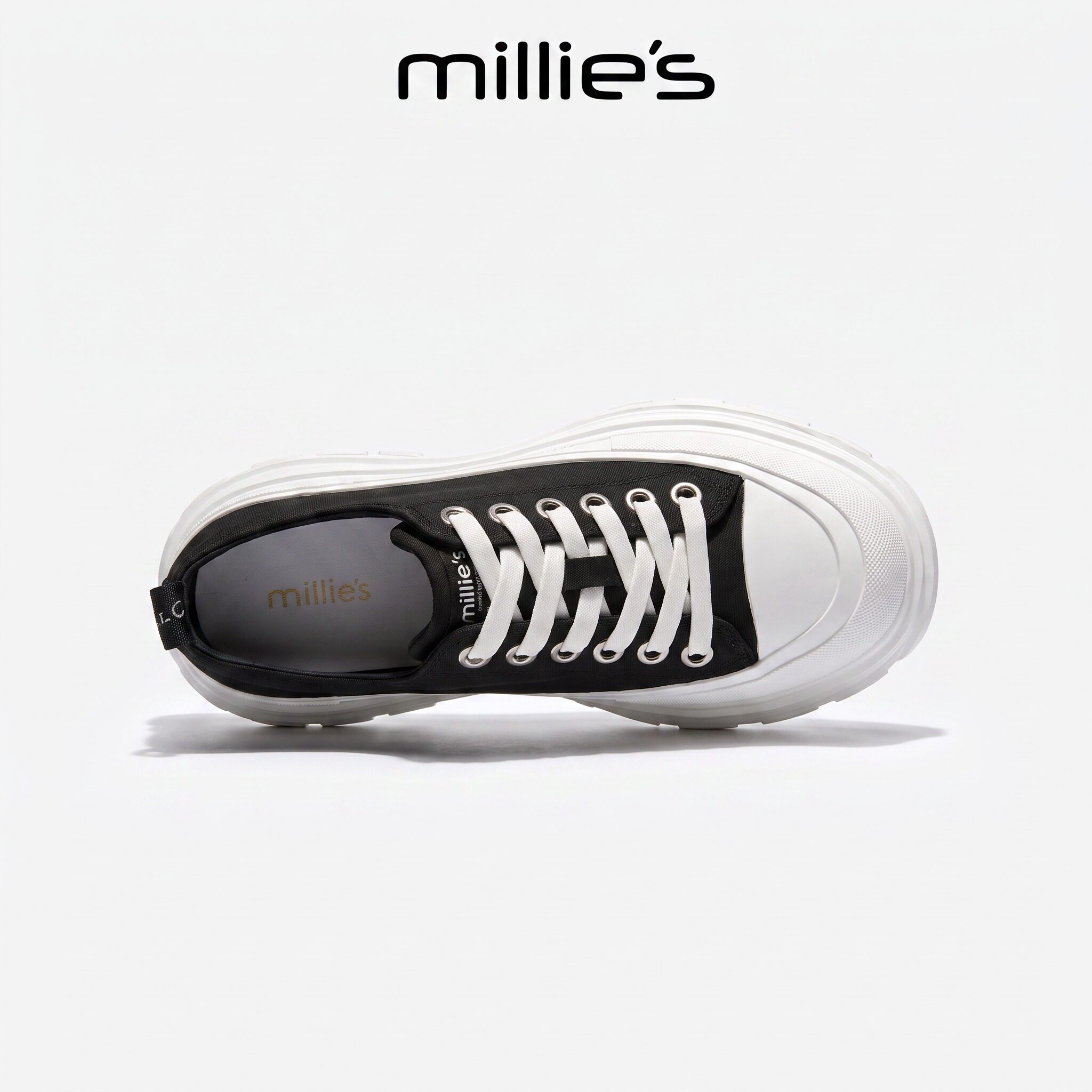 MILLIE'S/妙丽真皮厚底小白鞋
