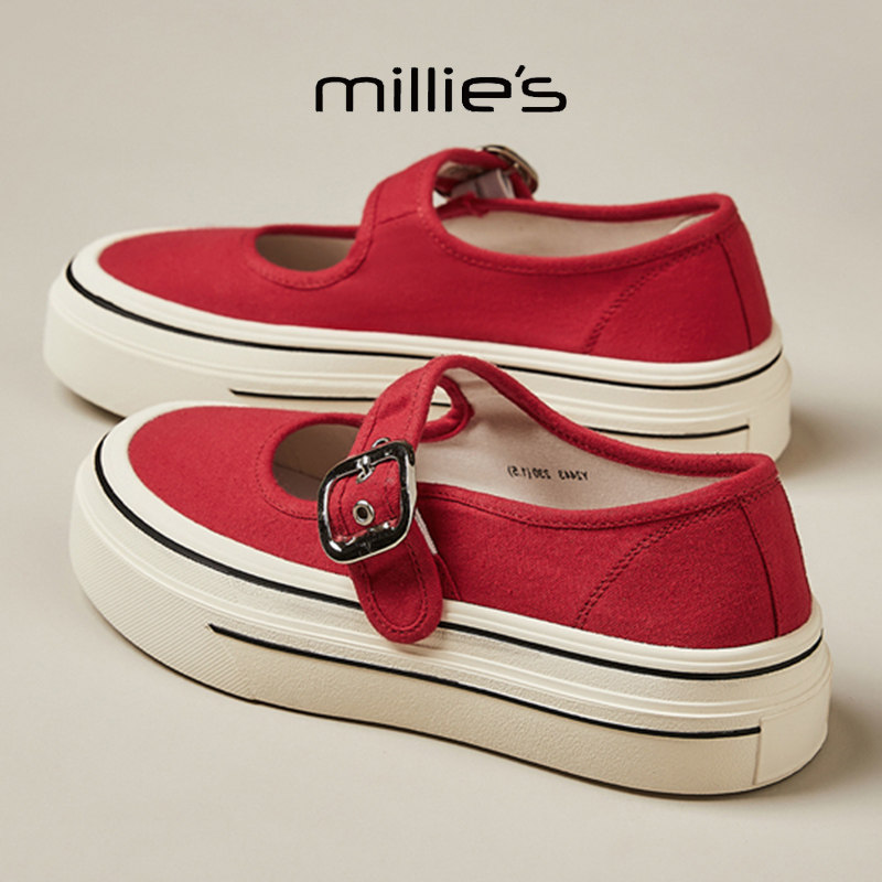 MILLIE'S/妙丽一字扣带帆布鞋