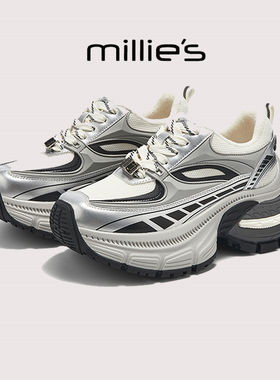 millies妙丽 欧洲站黑色欧美风炸街柔软舒适时尚休闲老爹鞋冬季