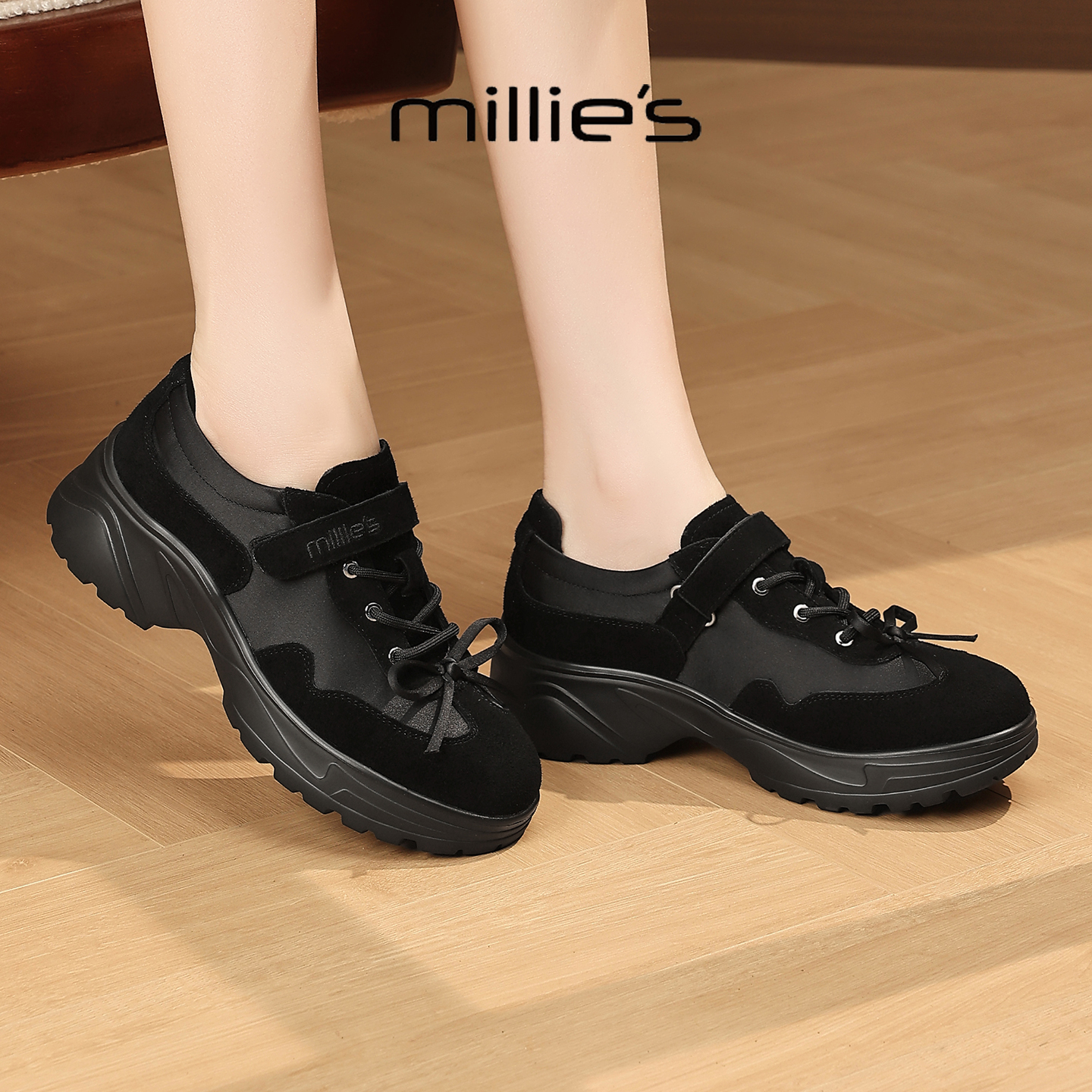 MILLIE'S/妙丽真皮德训鞋女