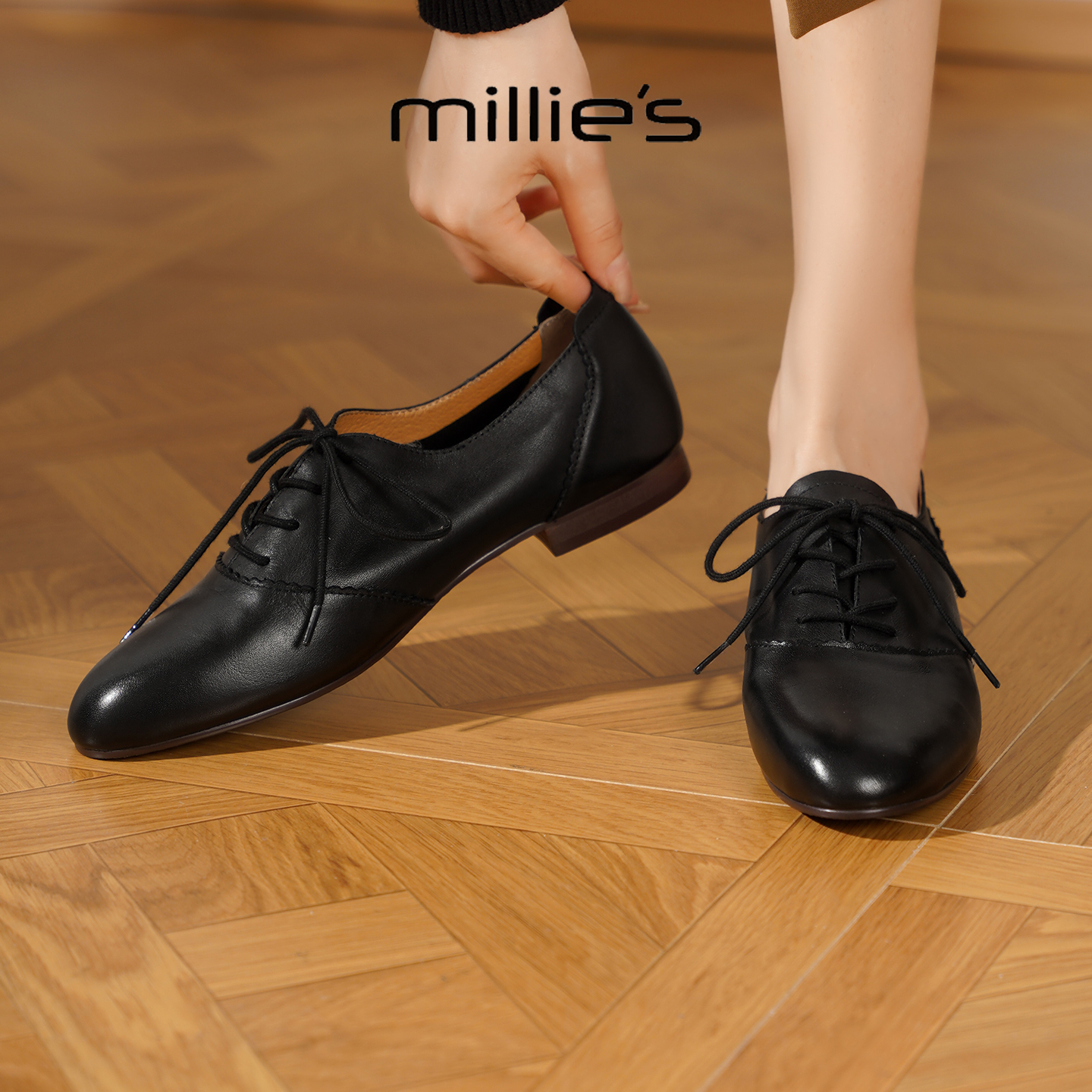 MILLIE'S/妙丽真皮复古小皮鞋