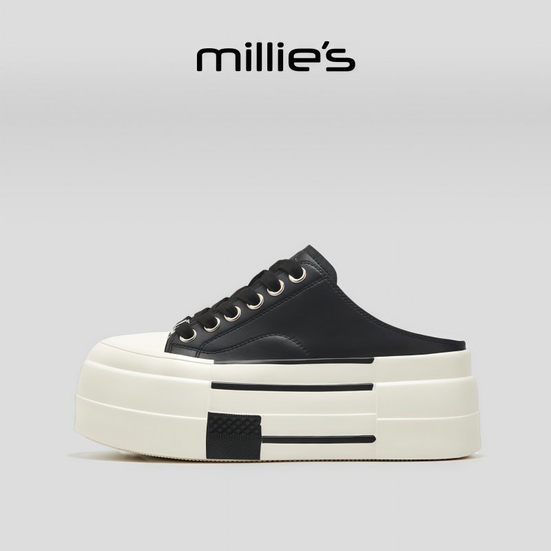 MILLIE'S/妙丽圆头厚底小个子增高显气质潮流轻便时尚休闲板鞋女,女鞋,休闲板鞋,淘宝优惠券,粉丝福利购,淘宝优惠卷